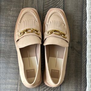 Dolce Vita Beige Loafers with Gold Chain Accent Never Worn